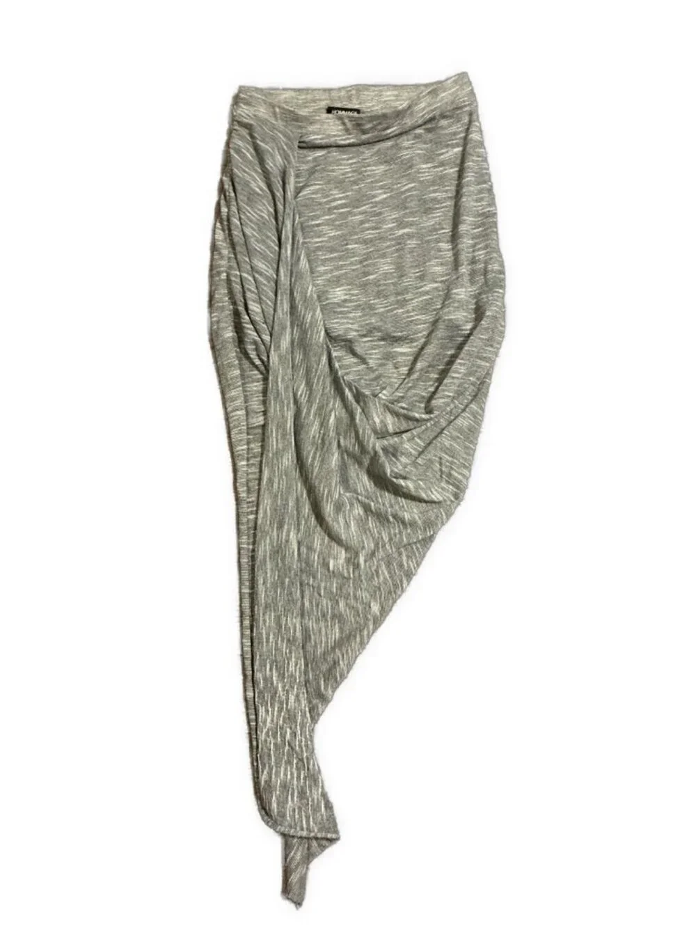 Hommage Gray Draped Twist Front Asymmetrical Midi Skirt Rayon Small